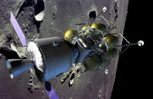 月へ向かう宇宙船の想像図
