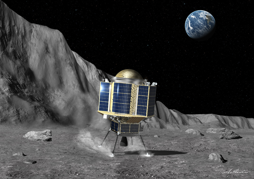 月に着陸したスリム探査機の想像図