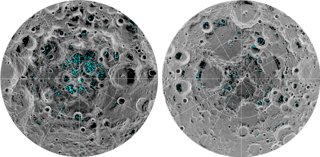 月の両極で発見された水の分布