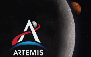 アルテミス計画のイメージ(ロゴ、月、火星)