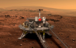 火星に着陸した「天問1号」着陸機とローバー
