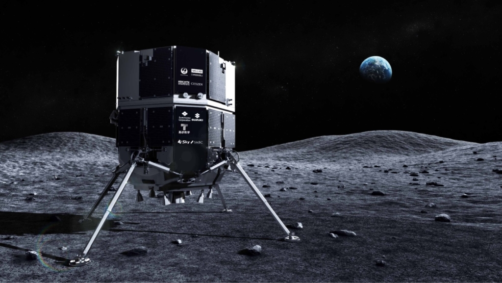 月面に着陸したHAKUTO-R M1の想像図